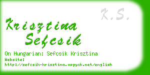 krisztina sefcsik business card